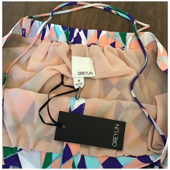 LAST 1❗️GREYLIN Anthropologie Boho Geometric Silk Top - Picture 5 of 7